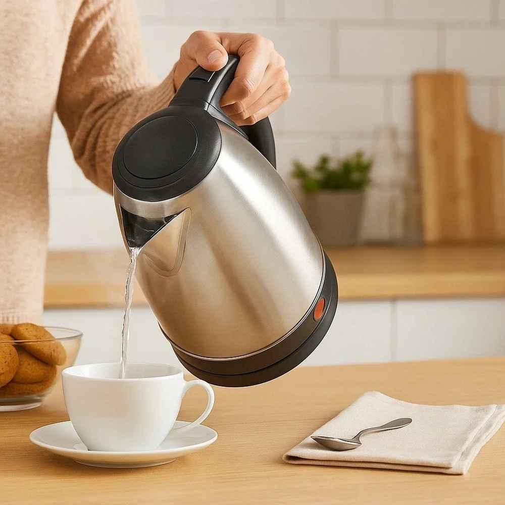 Electric Stainless Steel Kettle 1.7L Hot Water Boiler Auto Shut-Off Quick Heatin